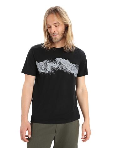 Black Men's Icebreaker Merino Tech Lite II Short Sleeve Remarkable Range T Shirts | USA 1208RVDW